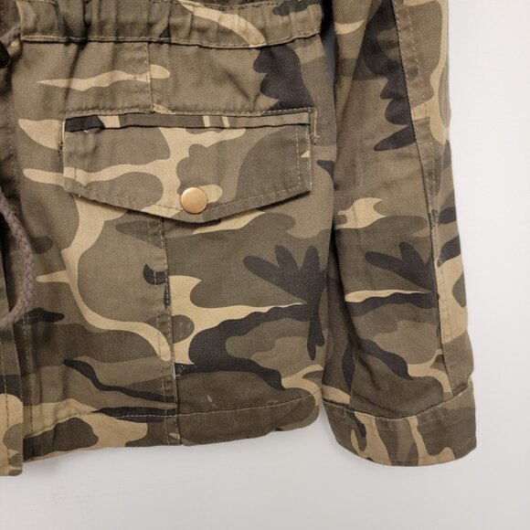 Shinestar Jacket Camo Utility Jacket Pockets Full Zip Cinch Waist Womens Lg - Picture 5 of 7